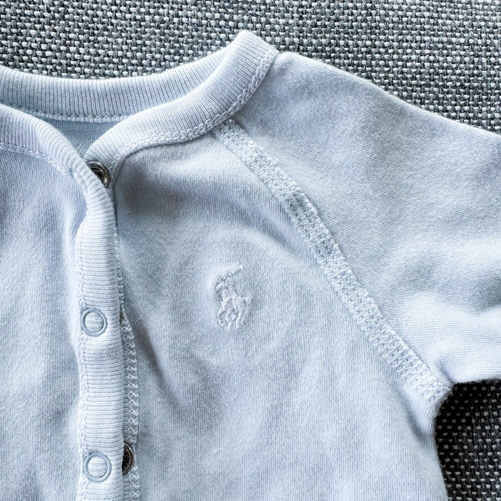 Ralph Lauren Newborn Baby Blue Footie Sleeper